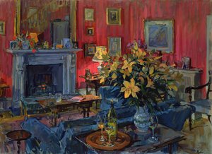 Hearth and Yellow Flowers by Unbekannt Unbekannt